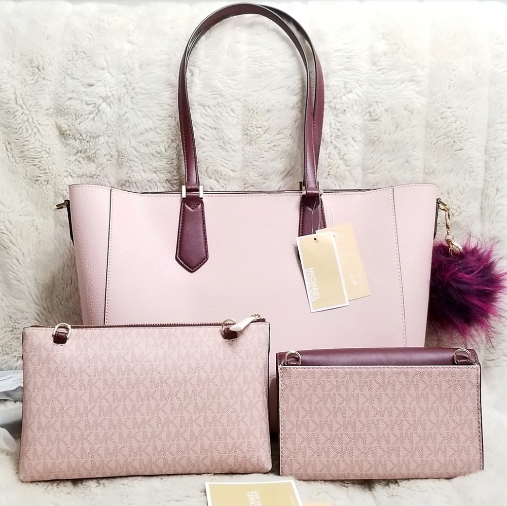 🚫SOLD🚫NWT 3 PC MK LEATHER CARRY ALL BAG SET - Picture 3 of 8